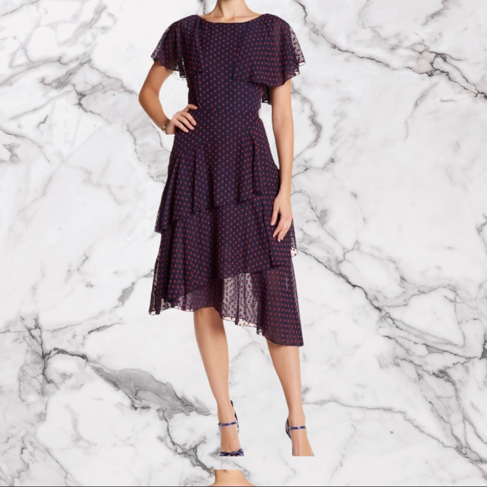 Like New Eva Franco Paula Polka Dot Ruffle Dress